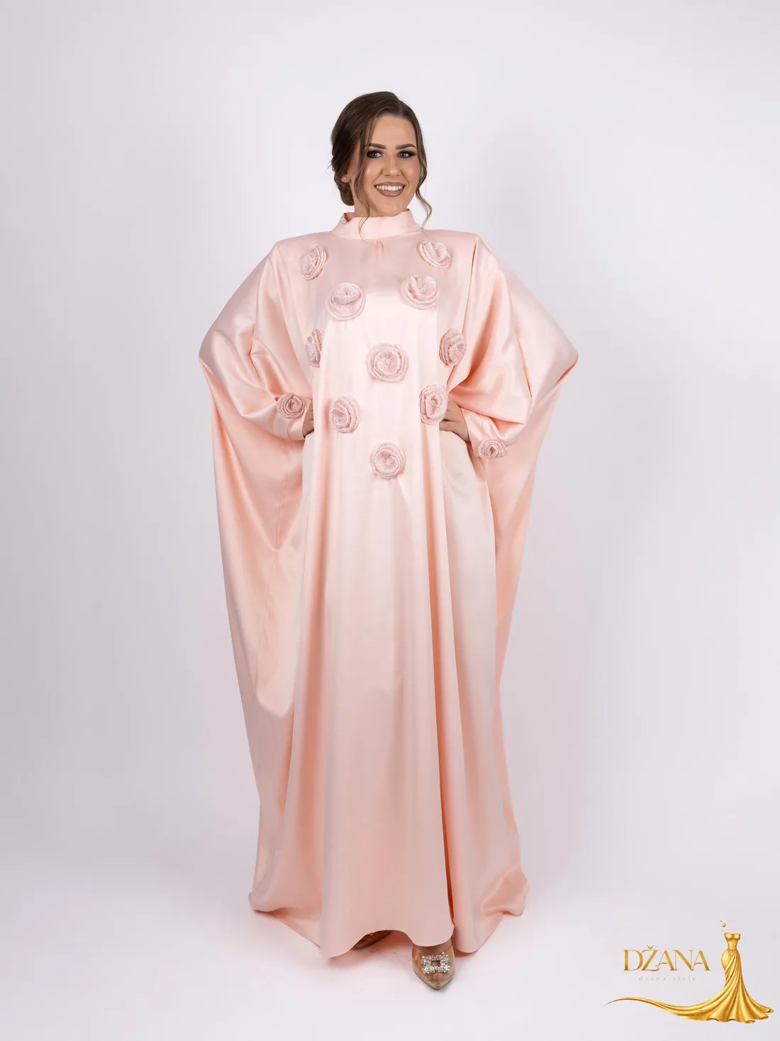 Abaja u ručnim ružicama✨ — Džana Style haljina